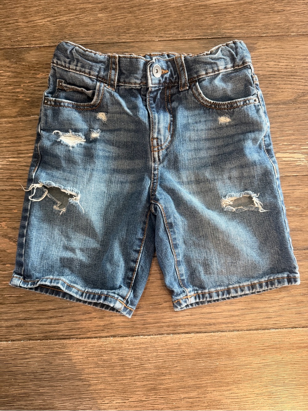 Place Men's Light Blue Distressed Jean Shorts